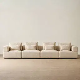 Riviera III Mid Beige 4 Pieces Modular Fabric Sofa