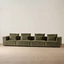 Riviera III Winter Moss 4 Pieces Modular Fabric Sofa