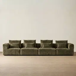 Riviera III Winter Moss 4 Pieces Modular Fabric Sofa