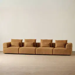 Riviera III Vintage Mustard 4 Pieces Modular Fabric Sofa