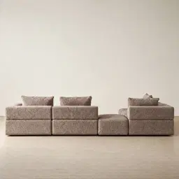 Riviera III Warm Taupe Woven Fabric Modular Sofa