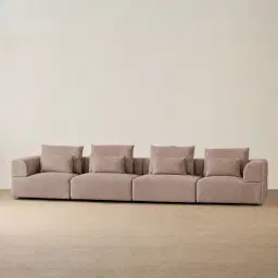 Riviera III Warm Taupe 4 Pieces Modular Fabric Sofa