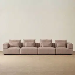 Riviera III Warm Taupe 4 Pieces Modular Fabric Sofa