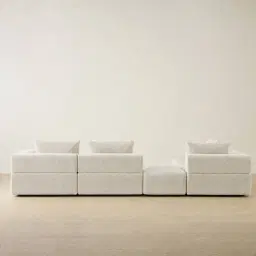 Riviera III Pearl Beige Fabric Modular Sofa