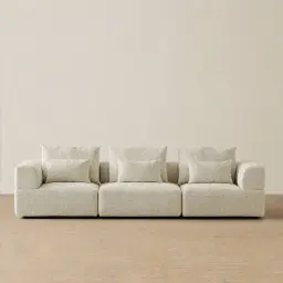 Riviera III Pearl Beige 3 Pieces Modular Fabric Sofa