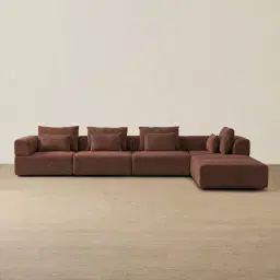 Riviera III Pecan Boucle Fabric Modular Sofa