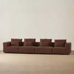 Riviera III Pecan Boucle 4 Pieces Modular Fabric Sofa