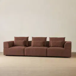 Riviera III Pecan Boucle 3 Pieces Modular Fabric Sofa