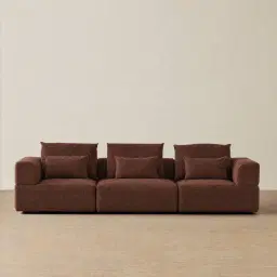 Riviera III Pecan Boucle 3 Pieces Modular Fabric Sofa