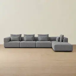 Riviera III Shadow Grey Chenille Fabric Modular Sofa