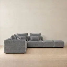 Riviera III Shadow Grey Chenille Fabric Modular Sofa