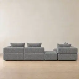 Riviera III Shadow Grey Chenille Fabric Modular Sofa