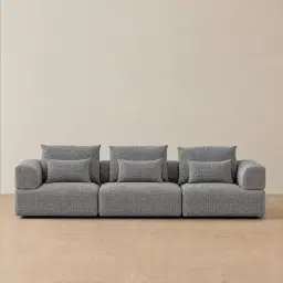 Riviera III Shadow Grey Chenille 3 Pieces Modular Fabric Sofa