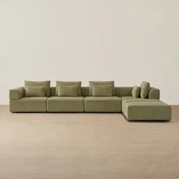 Riviera III Dusty Green Chenille Fabric Modular Sofa