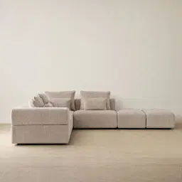 Riviera III Mushroom Chenille Fabric Modular Sofa