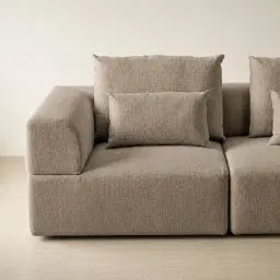 Riviera III Mushroom Chenille Fabric Modular Sofa
