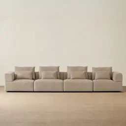 Riviera III Mushroom Chenille 4 Pieces Modular Fabric Sofa