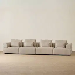 Riviera III Mushroom Chenille 4 Pieces Modular Fabric Sofa