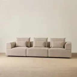 Riviera III Mushroom Chenille 3 Pieces Modular Fabric Sofa