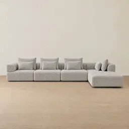 Riviera III Silk Grey Fabric Modular Sofa
