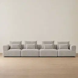Riviera III Silk Grey 4 Pieces Modular Fabric Sofa