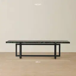 Grayson Matte Black Rectangular Dining Table with Matte Emerald Green Sintered Stone Top - 268x118cm
