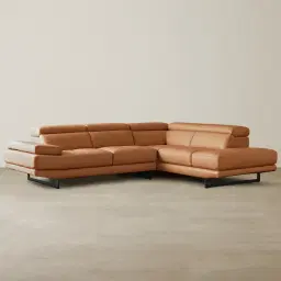 Aster Savannah Brown Modular Right Chaise Lounge - Black Legs