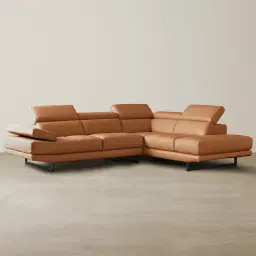 Aster Savannah Brown Modular Right Chaise Lounge - Black Legs