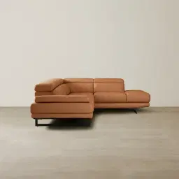 Aster Savannah Brown Modular Right Chaise Lounge - Black Legs