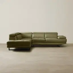 Aster Garden Green Modular Left Chaise Lounge - Black Legs