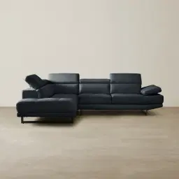 Aster Night Blue Modular Left Chaise Lounge - Black Legs