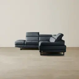 Aster Night Blue Modular Left Chaise Lounge - Black Legs