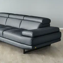 Aster Night Blue Modular Left Chaise Lounge - Black Legs