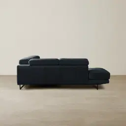 Aster Night Blue Modular Left Chaise Lounge - Black Legs