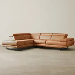 Aster Savannah Brown Modular Left Chaise Lounge - Black Legs