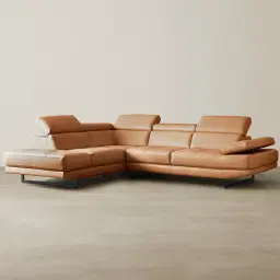 Aster Savannah Brown Modular Left Chaise Lounge - Black Legs