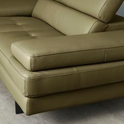 Lennox Garden Green Leather 3-Seater Sofa - Black Legs