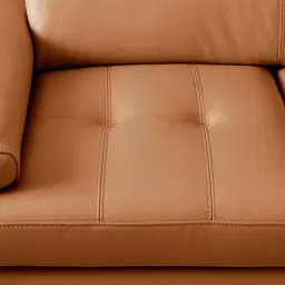 Lennox Savannah Brown Leather 3-Seater Sofa - Black Legs
