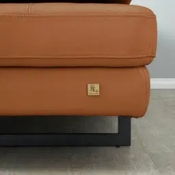 Lennox Savannah Brown Leather 3-Seater Sofa - Black Legs