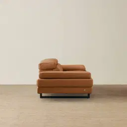Lennox Savannah Brown Leather 3-Seater Sofa - Black Legs