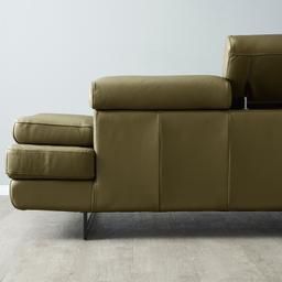 Lennox Garden Green Leather 2-Seater Sofa - Black Legs