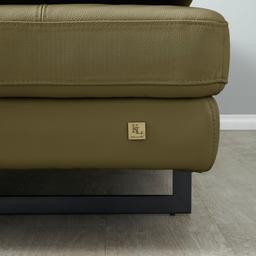 Lennox Garden Green Leather 2-Seater Sofa - Black Legs