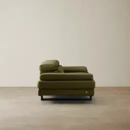 Lennox Garden Green Leather 2-Seater Sofa - Black Legs