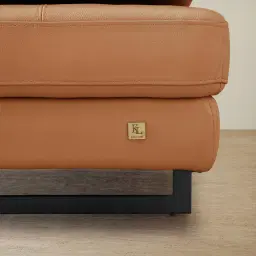 Lennox Savannah Brown Leather 2-Seater Sofa - Black Legs