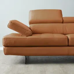 Lennox Savannah Brown Leather 2-Seater Sofa - Black Legs