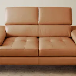 Lennox Savannah Brown Leather 2-Seater Sofa - Black Legs