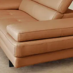 Lennox Savannah Brown Leather 2-Seater Sofa - Black Legs