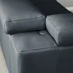 Alessia Night Blue Leather Dual Electric Recliner Lounge - Left - Black Legs