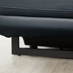 Alessia Night Blue Leather Dual Electric Recliner Lounge - Left - Black Legs