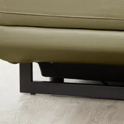 Alessia Garden Green Leather Dual Electric Recliner Lounge - Right - Black Legs